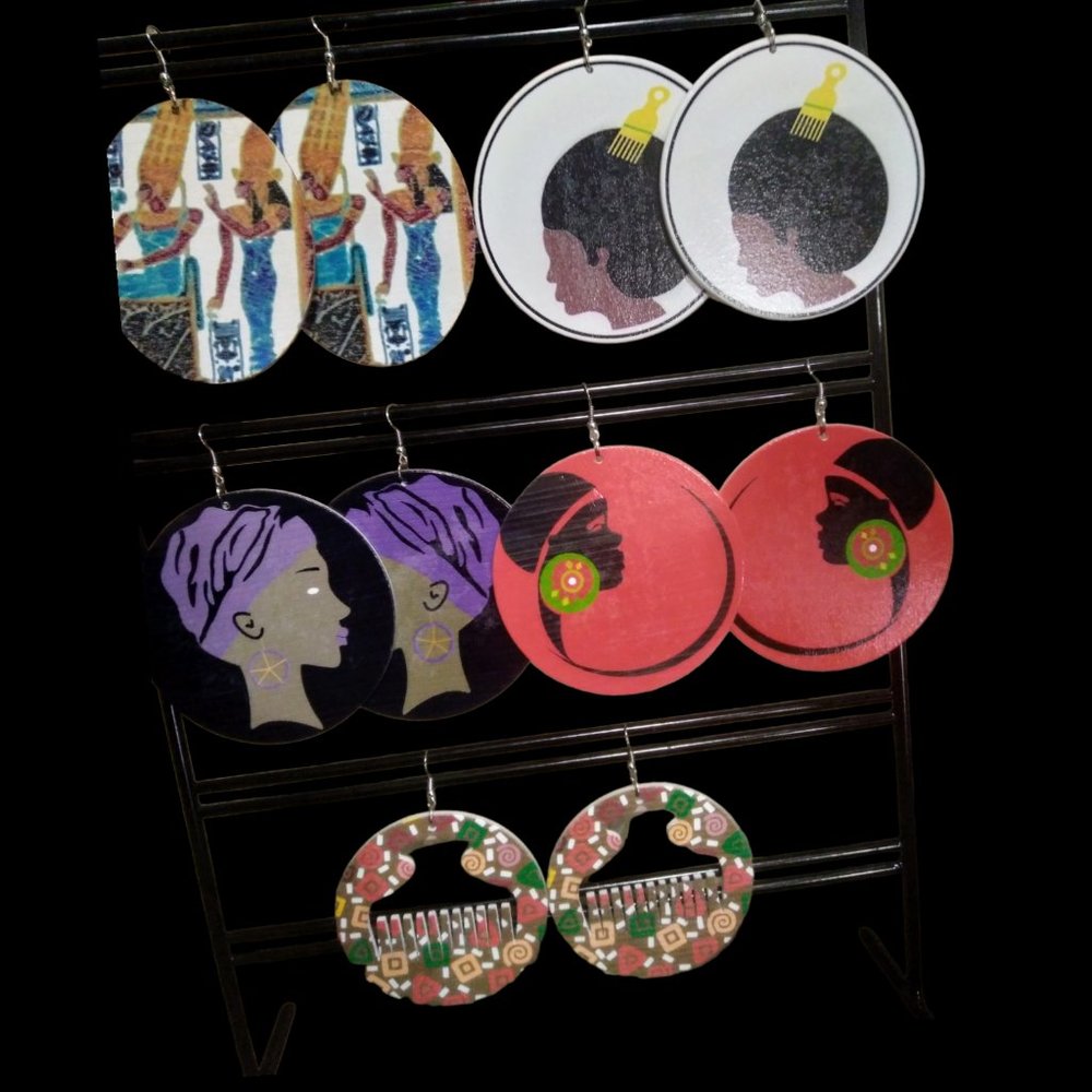 Assorted Painted Wooden Earrings